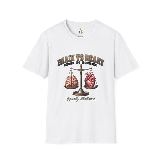 Brain vs Heart Balance Graphic T-Shirt - Unisex Softstyle Tee