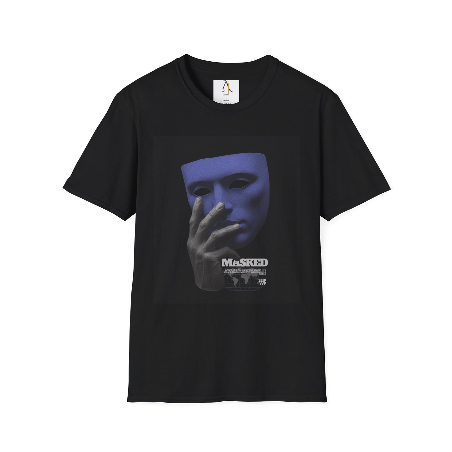 Unisex Softstyle T-Shirt - Artistic Masked Design, Perfect for Creative Souls